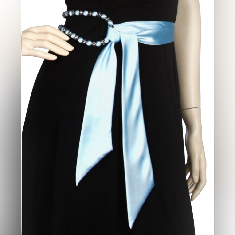NWT Satin belt scarf necklace metal ring braided in light green one size - Picture 2 of 7